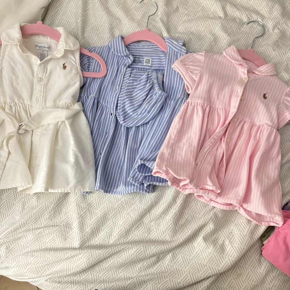 Ralph Lauren Cream and Blue Sleeveless Polo Collar Sundress